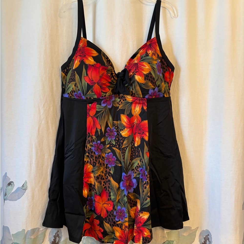 EUC A Shore Fit Floral & Animal Print One Piece Swim Dress | Women’s Plus 18W